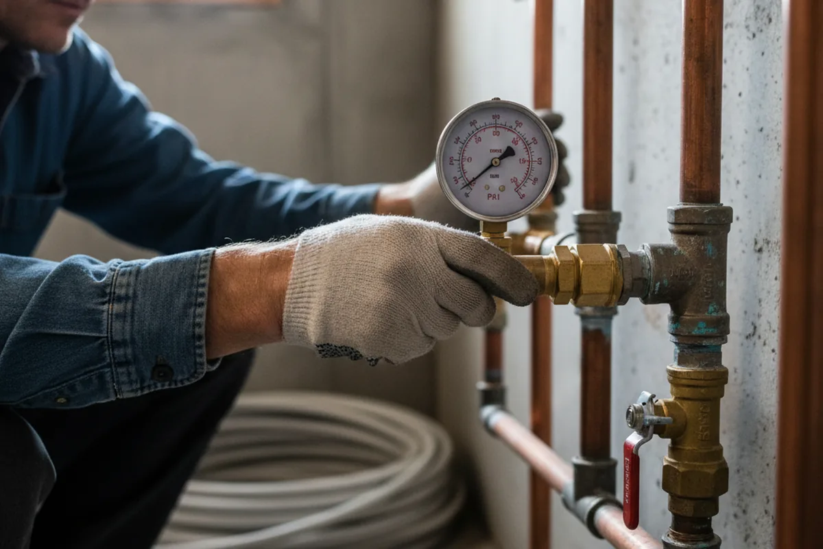 Pressure testing a repaired line during Water Line Repair in Barnstable
